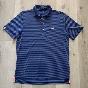 Ralph Lauren Wicking Shirt Mens M RLX Polo Golf Short Sleeve Striped Blue‎ navy